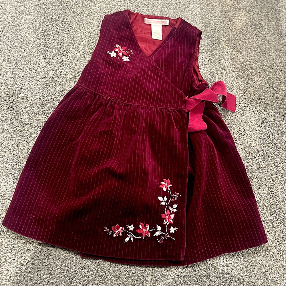 Grand Entrance Vintage Janie and Jack size 12/18 Burgundy wrap Dress